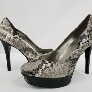 Guess Faux Snakeskin Platform Heels